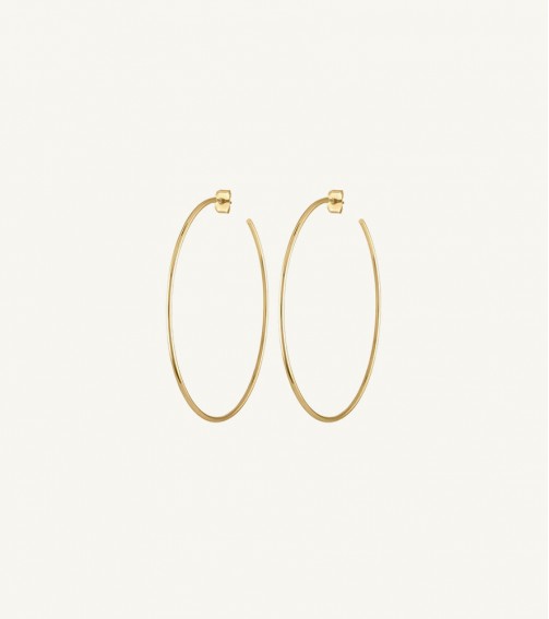 Golden Brass Long Round Earrings